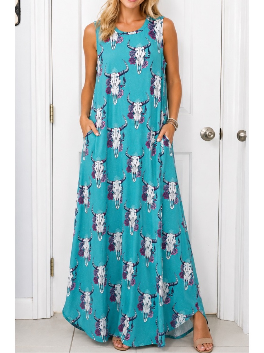Cheeky’s Turquoise Western Boho Maxi Dress, size XL